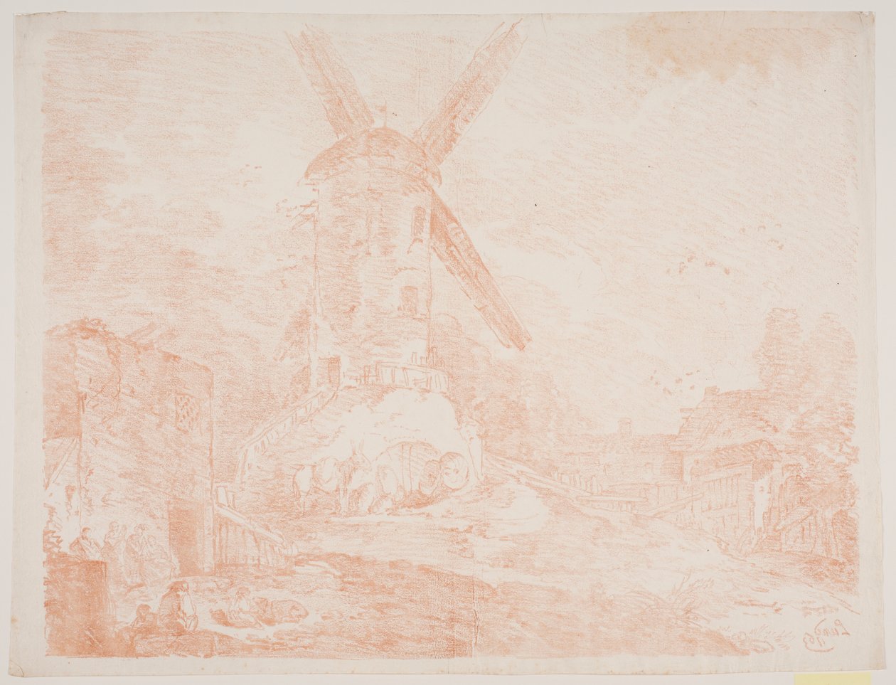 Italiaans landschap met windmolen door Jens Petersen Lund
