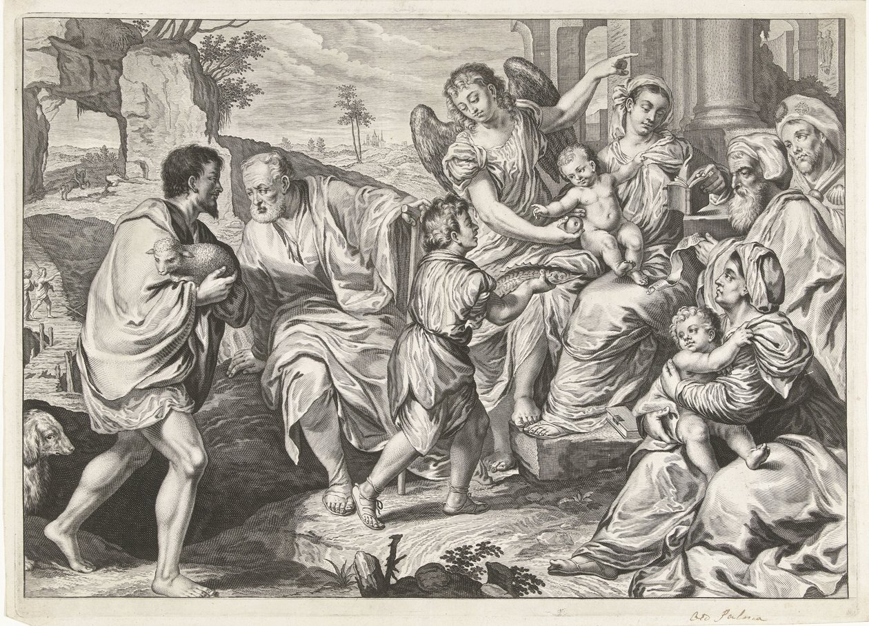 De heilige familie in gezelschap van anderen door Jeremias Falck