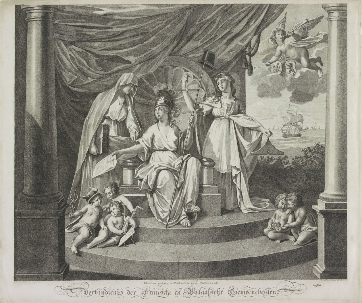 Allegorie op de Alliantie met Frankrijk, 1795 door Jeremias Snoek