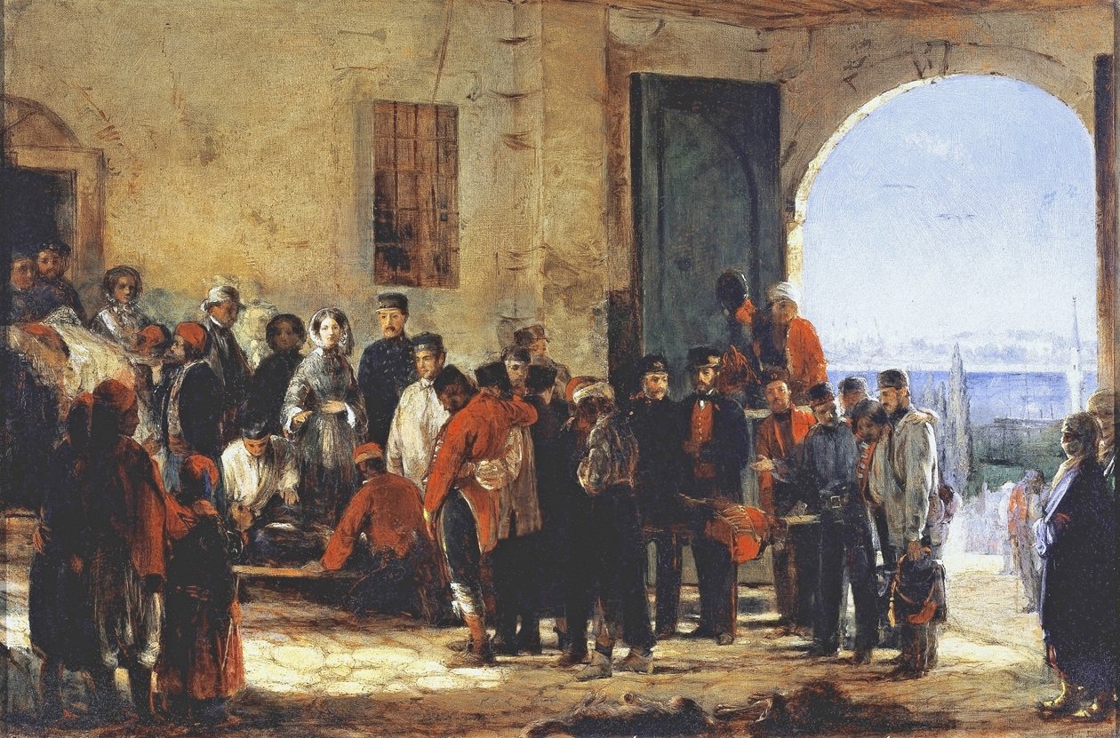 De Krimoorlog: de verpleegster Florence Nightingale in het ziekenhuis van Scutari in Turkije, 1856 door Jerry Barrett