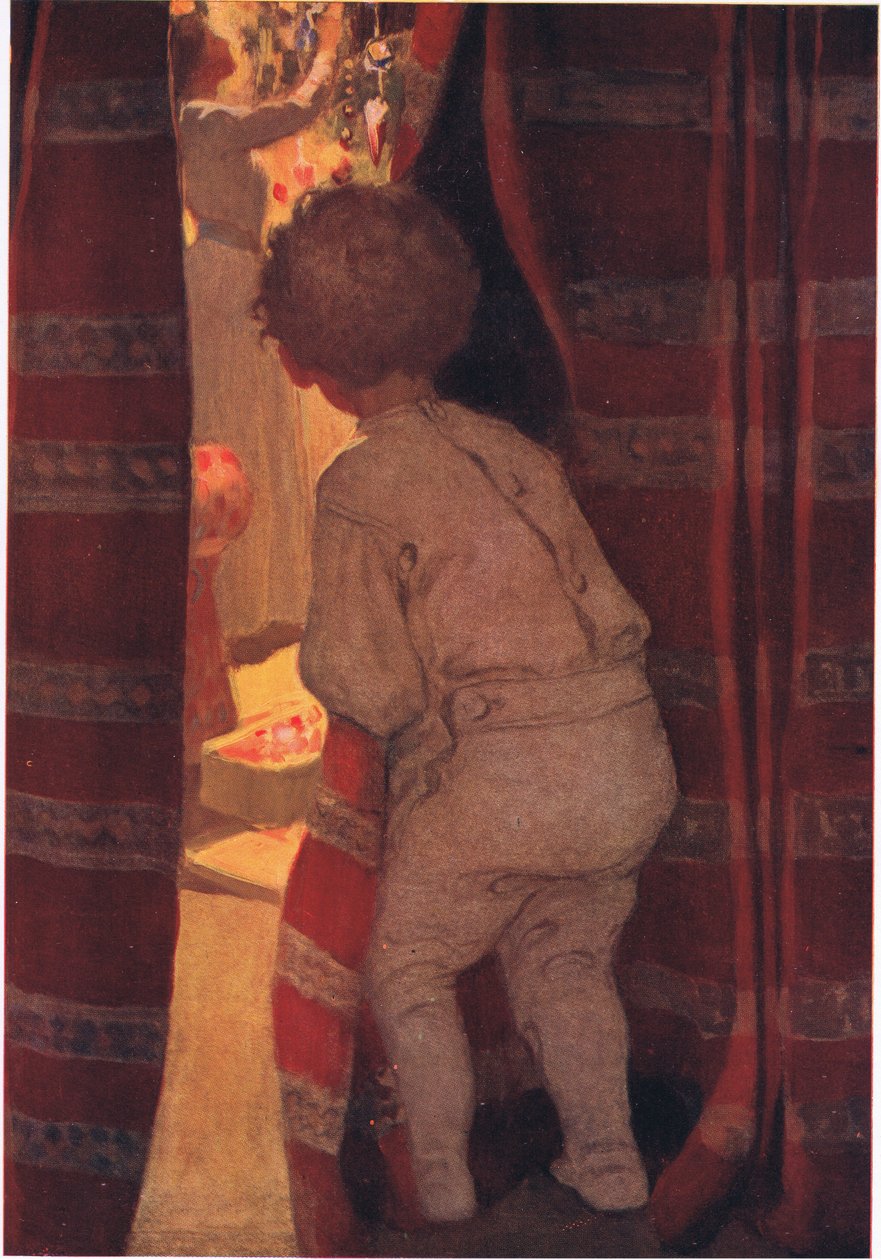 Hij sloop naar beneden om een kijkje te nemen in de salon door Jessie Willcox Smith