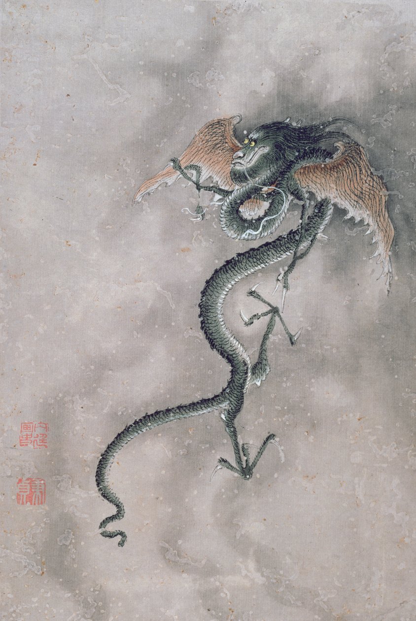 CBC 1839 Een gevleugelde draak, uit een album van 12 dieren en vogels, Chinees door Jiao Bingzhen