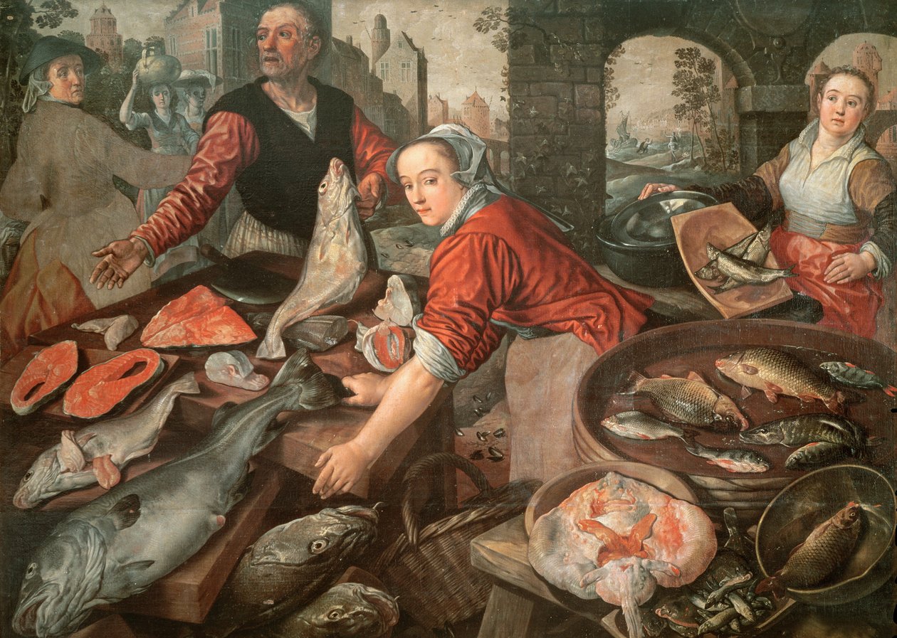 De vismarkt door Joachim Bueckelaer