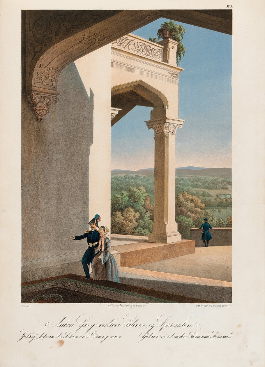 Oscharshal Galerij tussen Salon en Eetkamer, 1852 door Joachim Frich