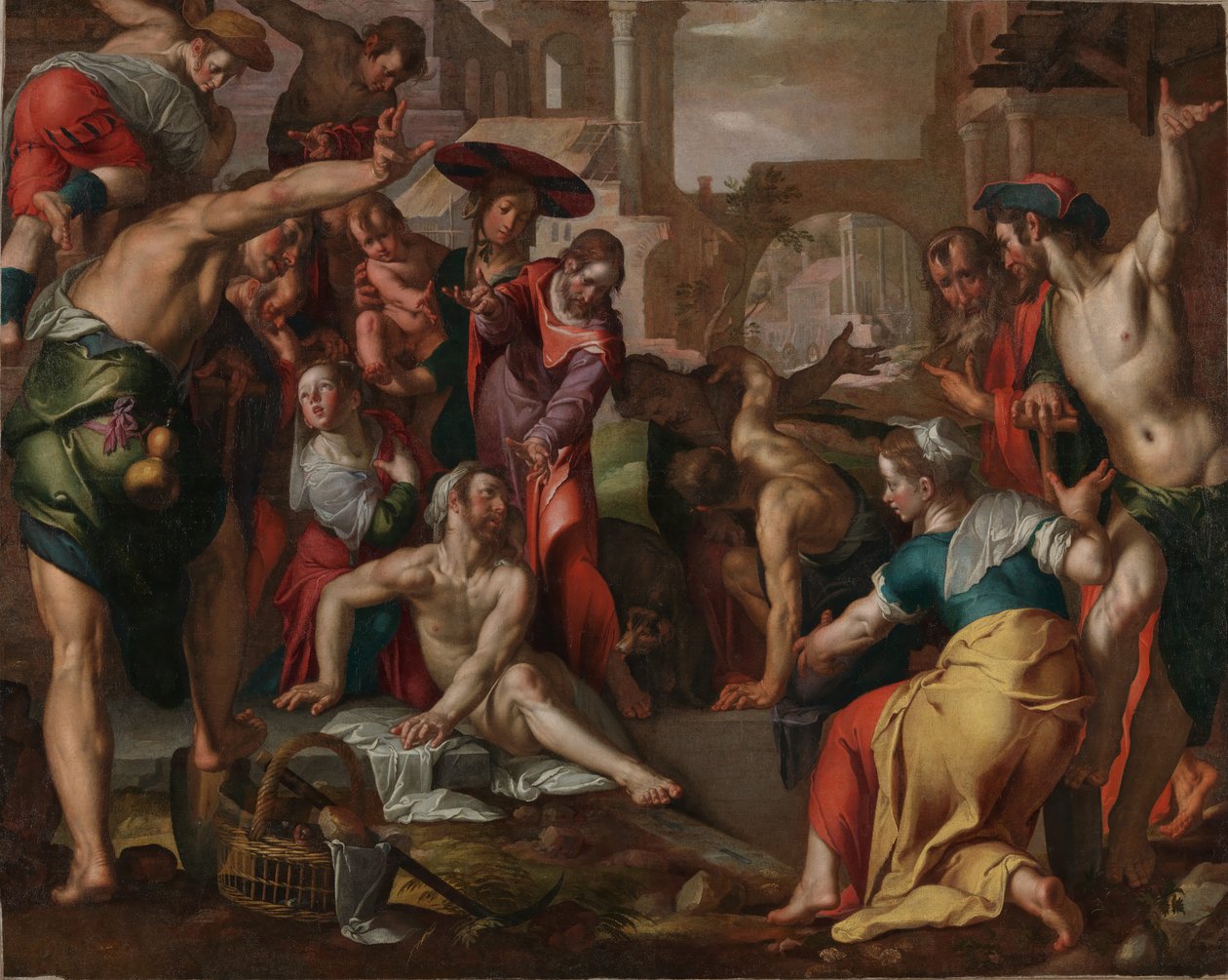 De opwekking van Lazarus door Joachim Wtewael or Utewael