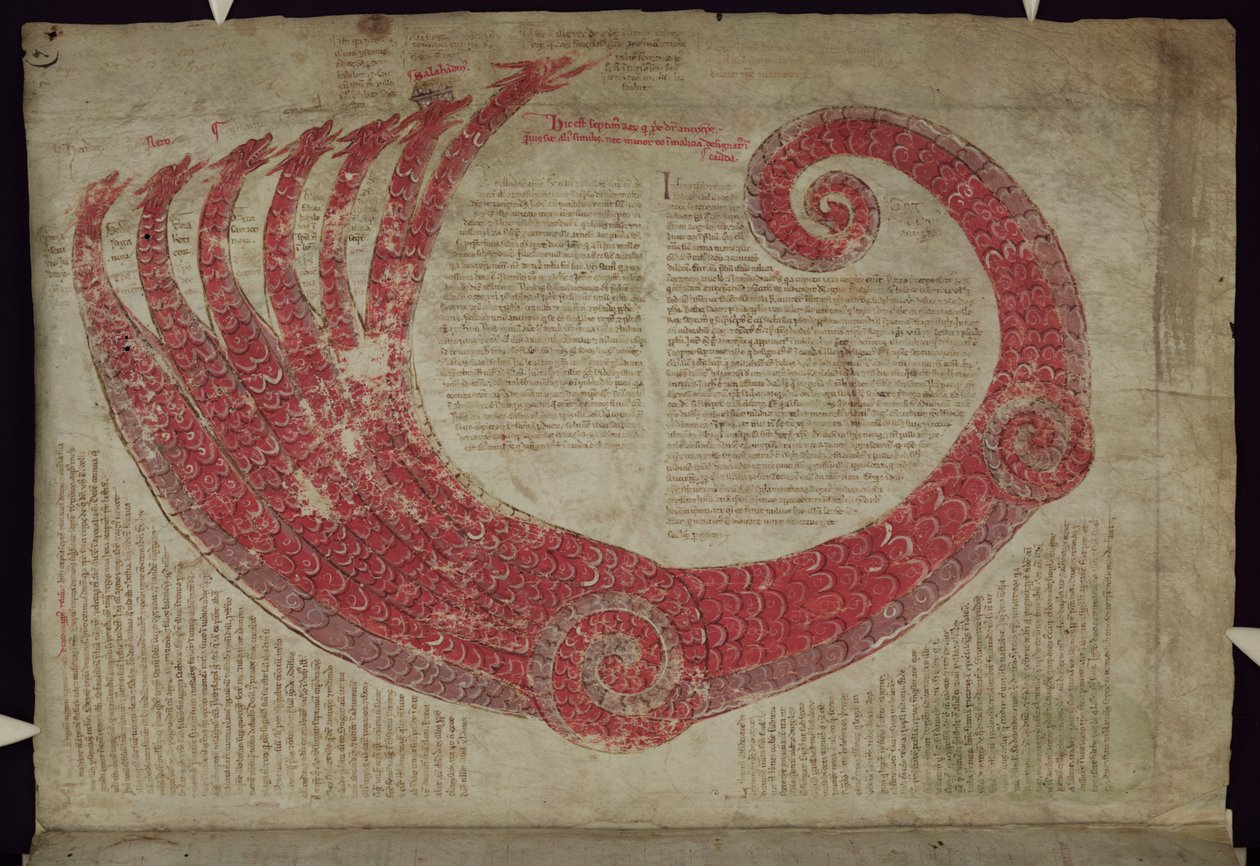 MS 255A fol.7r Fantastisch wezen, uit de Liber Figuarum door Joachim of Fiore