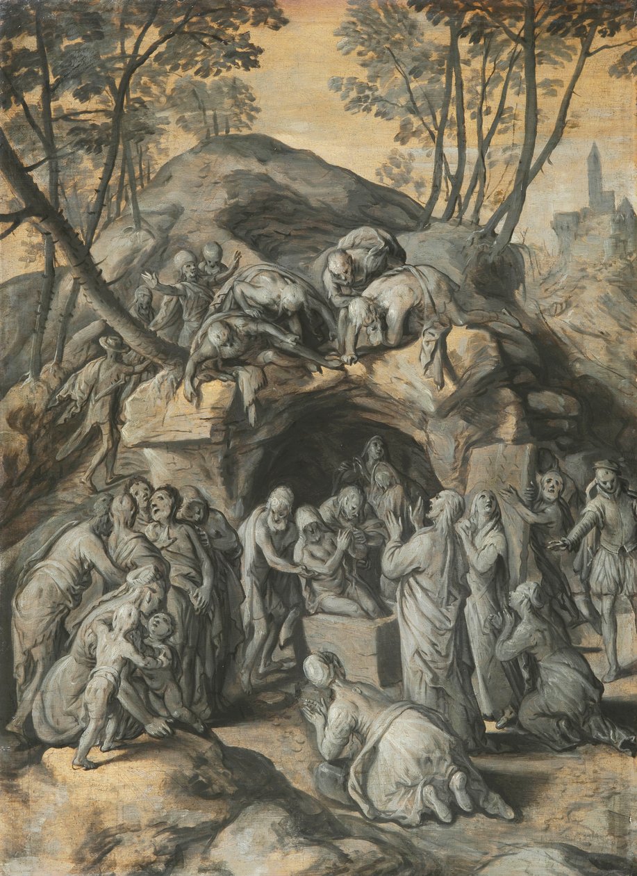 Dutch: De Opwekking van Lazarus The Resurrection of Lazarus door Joachim Beuckelaer