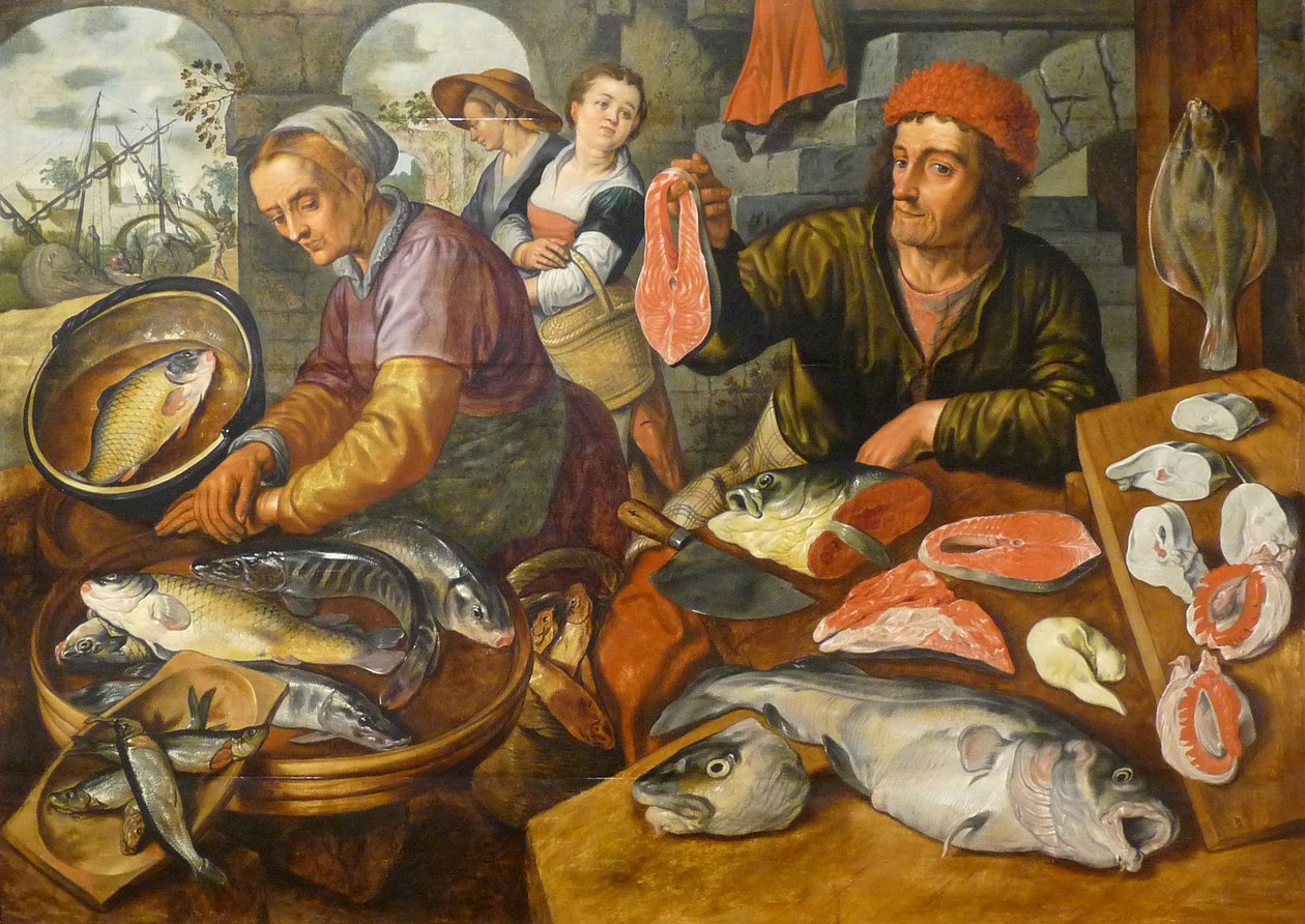 Frans: Le Marché aux poissons Vismarkt door Joachim Beuckelaer