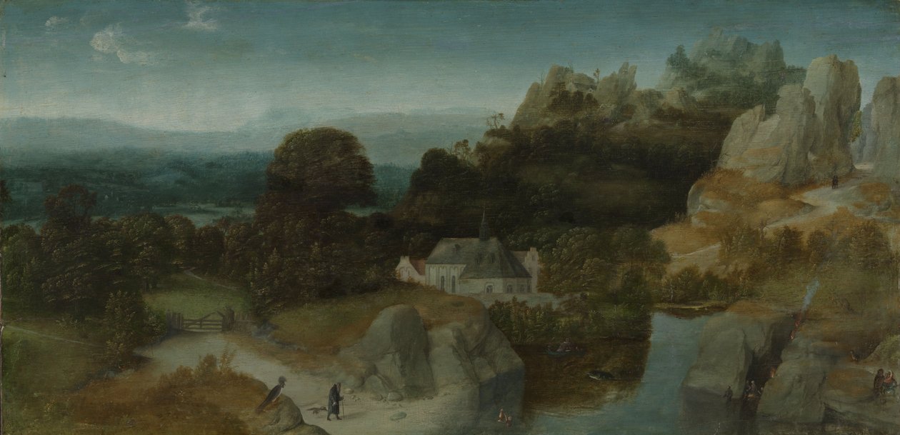 Landschap met de verzoeking van de heilige Antonius Abt, ca. 1510 (olieverf op paneel) door Joachim Patinir