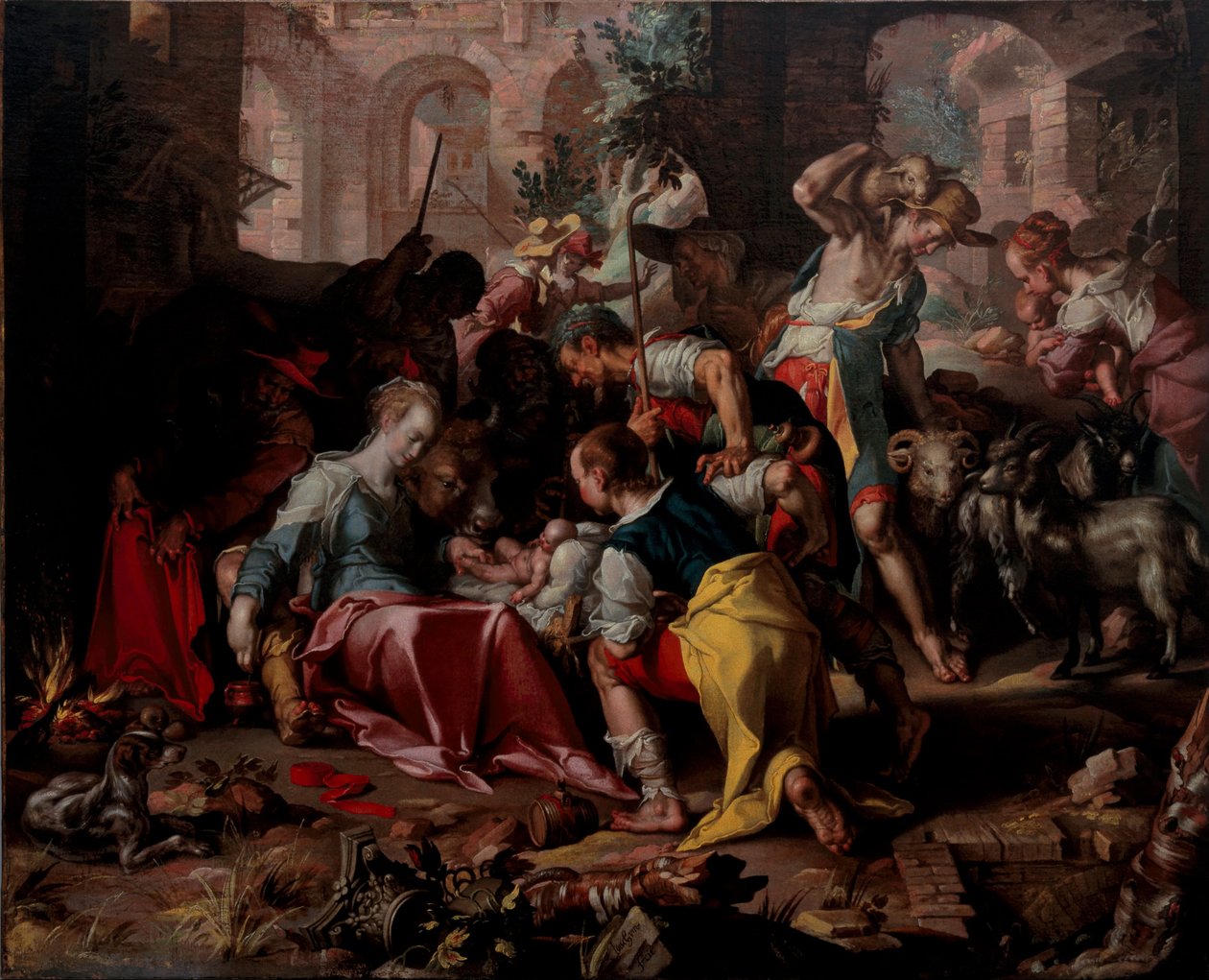 De Aanbidding van de Herders, 1598 door Joachim Wtewael or Utewael