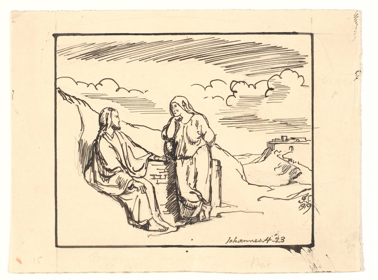 Christus en de Samaritaanse vrouw door Joakim Frederik Skovgaard