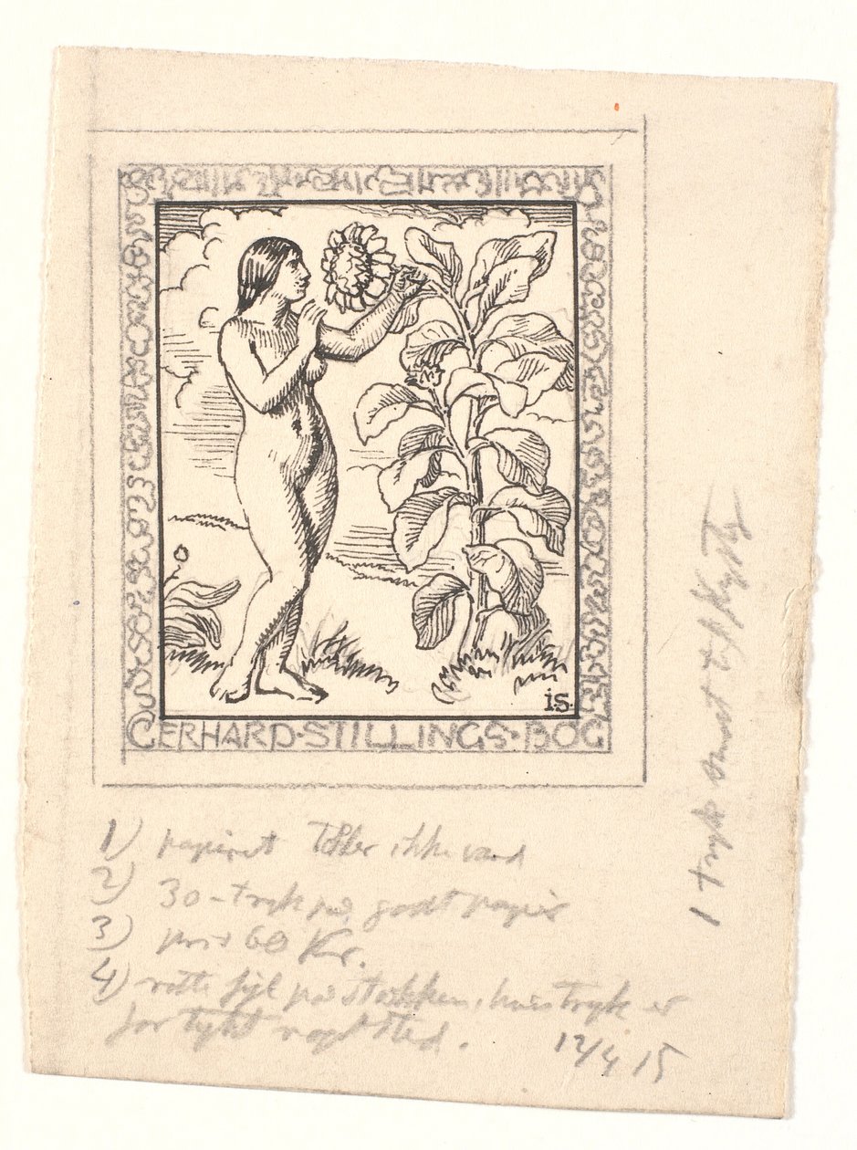 Ontwerp voor exlibris voor Gerhard Stilling door Joakim Frederik Skovgaard