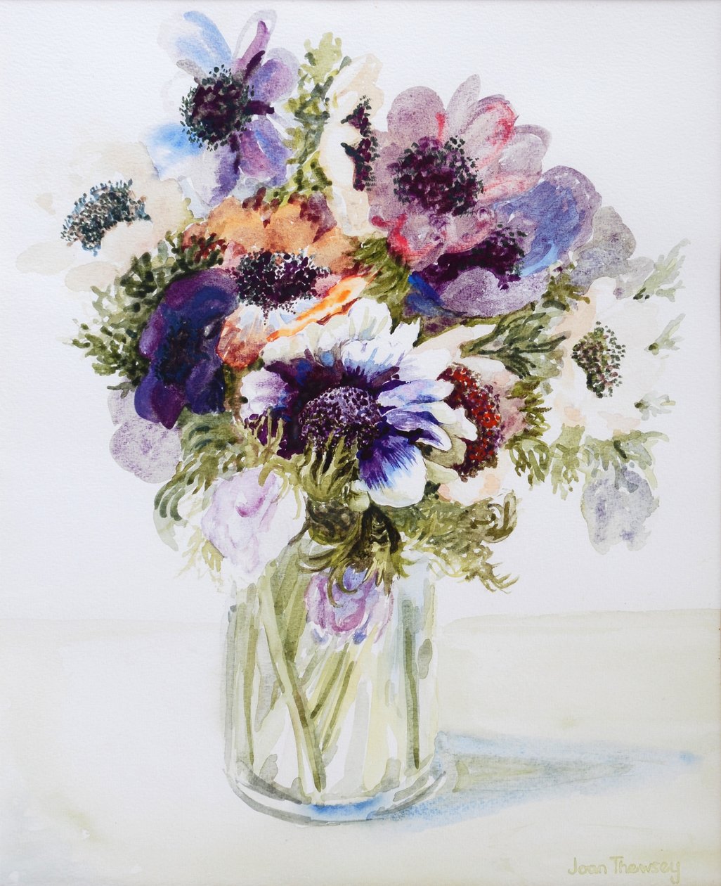 Anemonen in een glazen kan, 2000 door Joan Thewsey