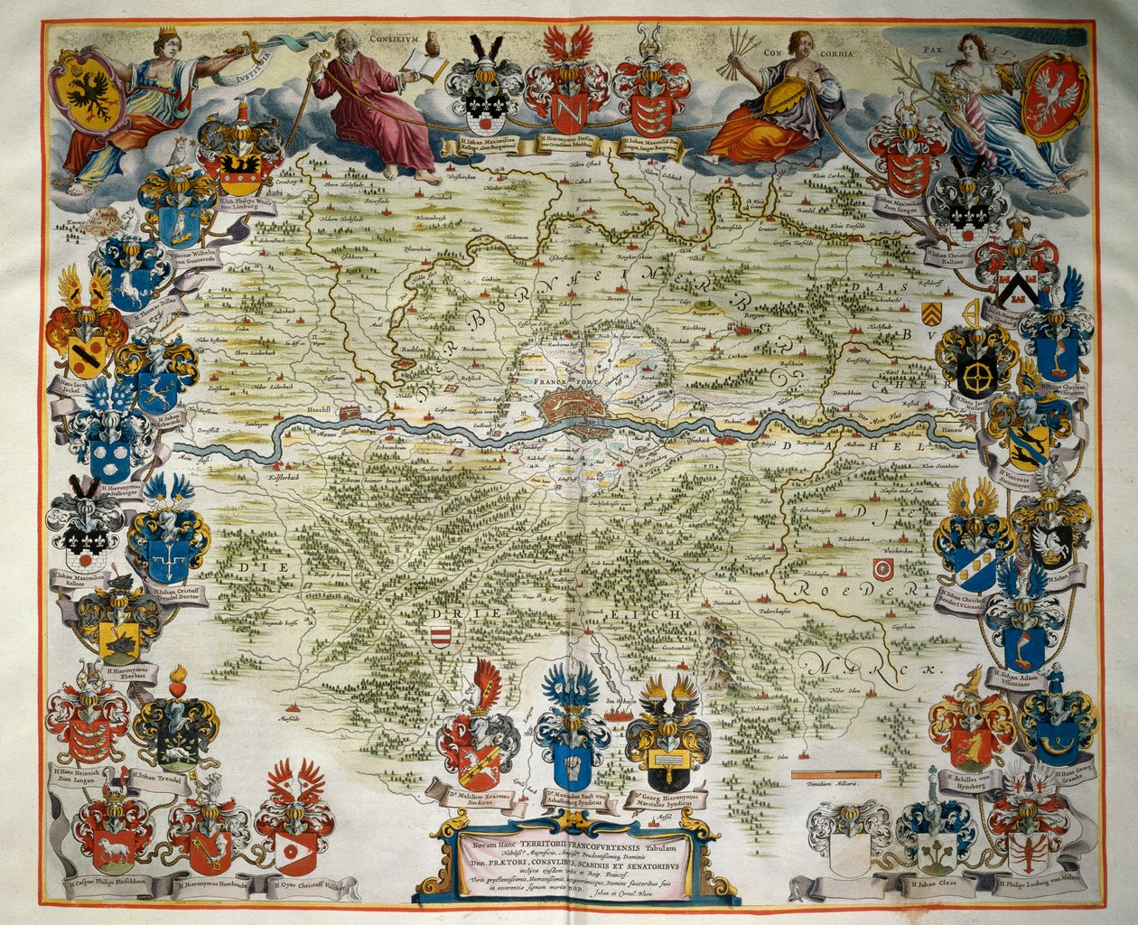 Frankfurt en zijn territorium, Deel III, Atlas Maior, door Joan Blaeu (1596-1673), kopergravure, Amsterdam door Joan Blaeu
