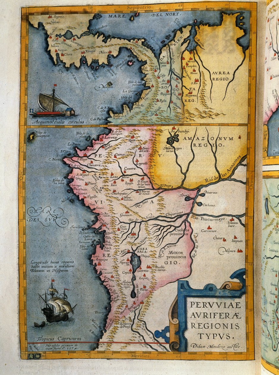 Goudrijke gebieden van Peru, Volume VII, Atlas Maior, door Joan Blaeu (1596-1673), kopergravure, 57,5x39 cm, Amsterdam door Joan Blaeu