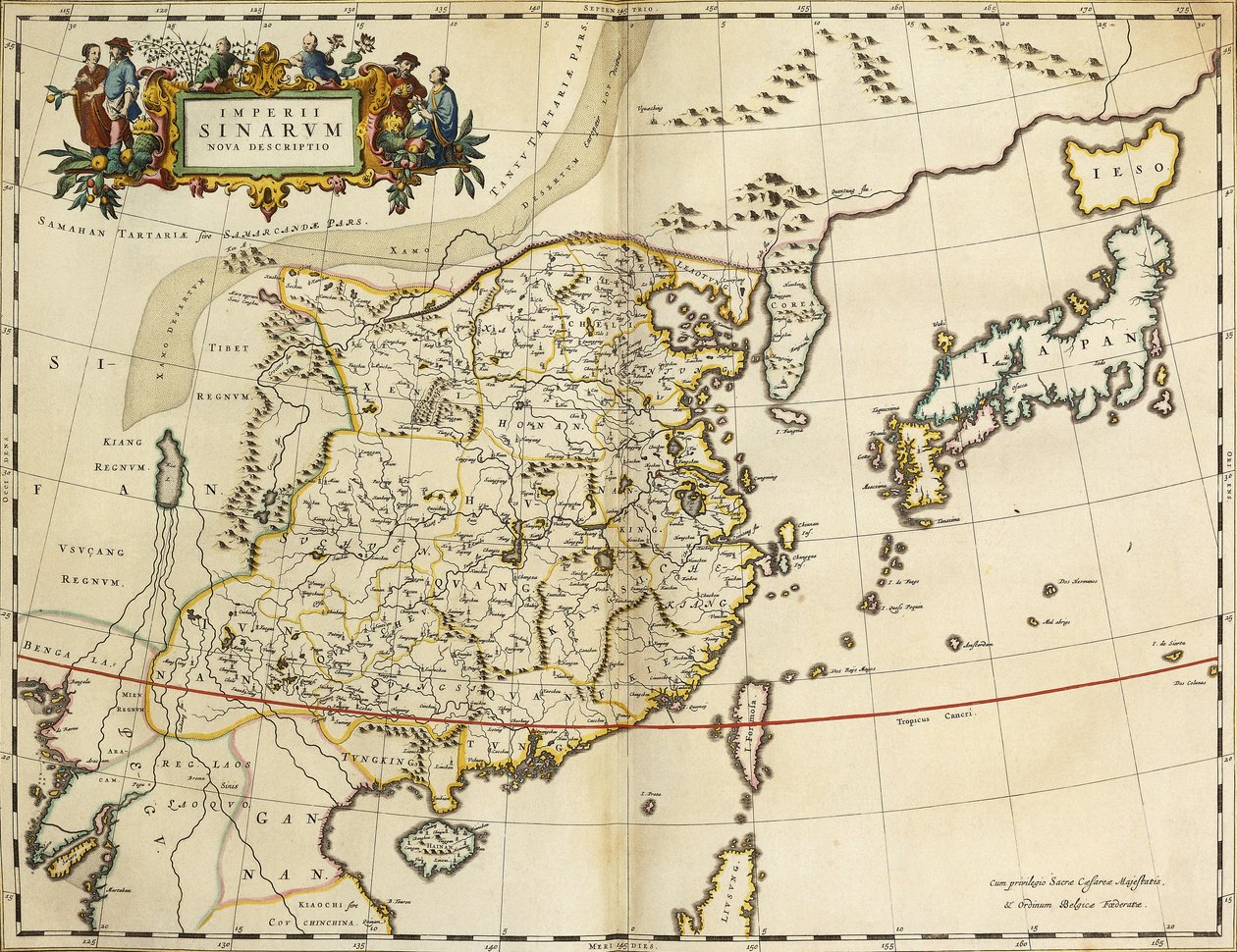 Kaart van China, uit "Atlas Maior Sive Cosmographia Blaviana" door Joan Blaeu