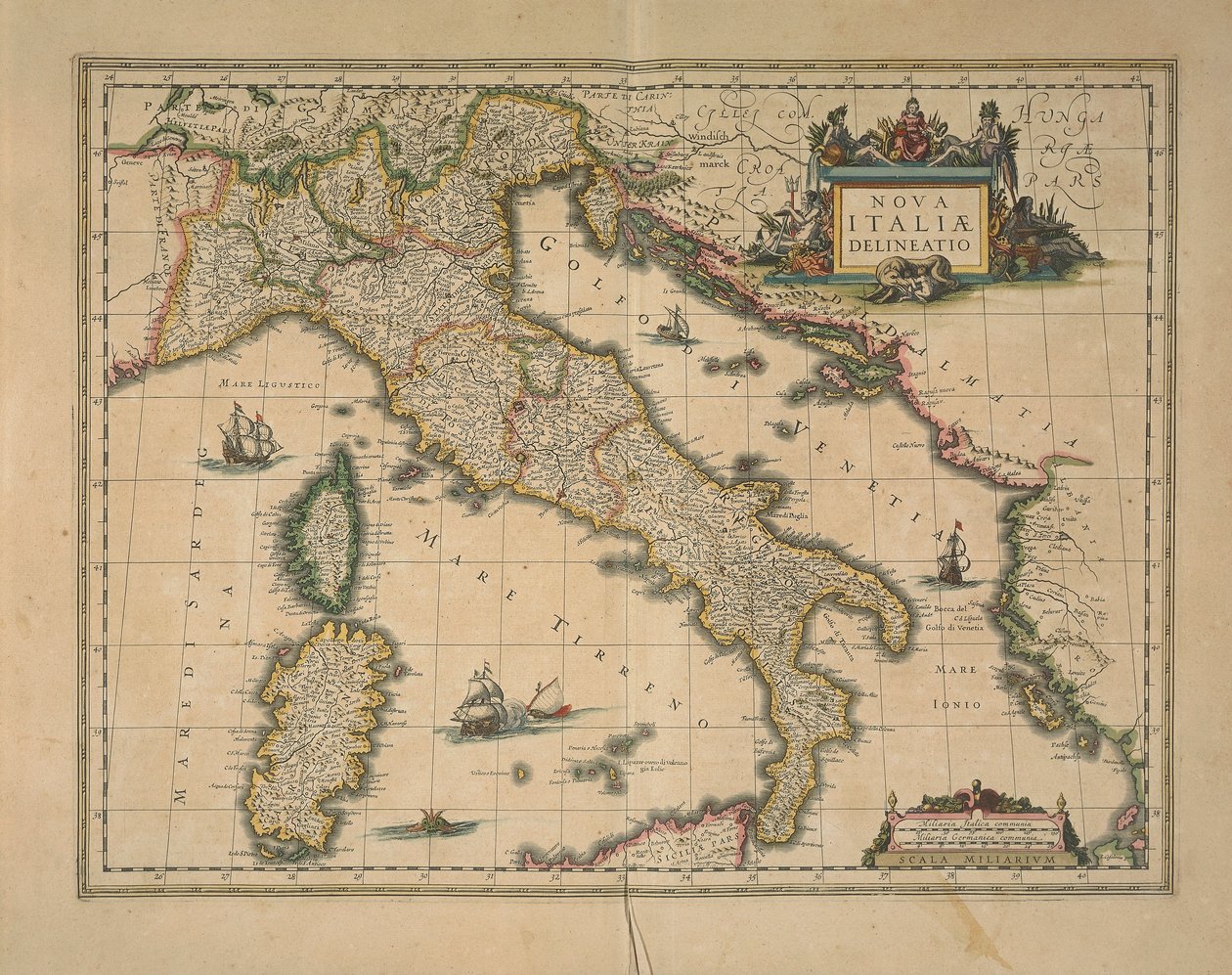Kaart van Italië door Joan Blaeu