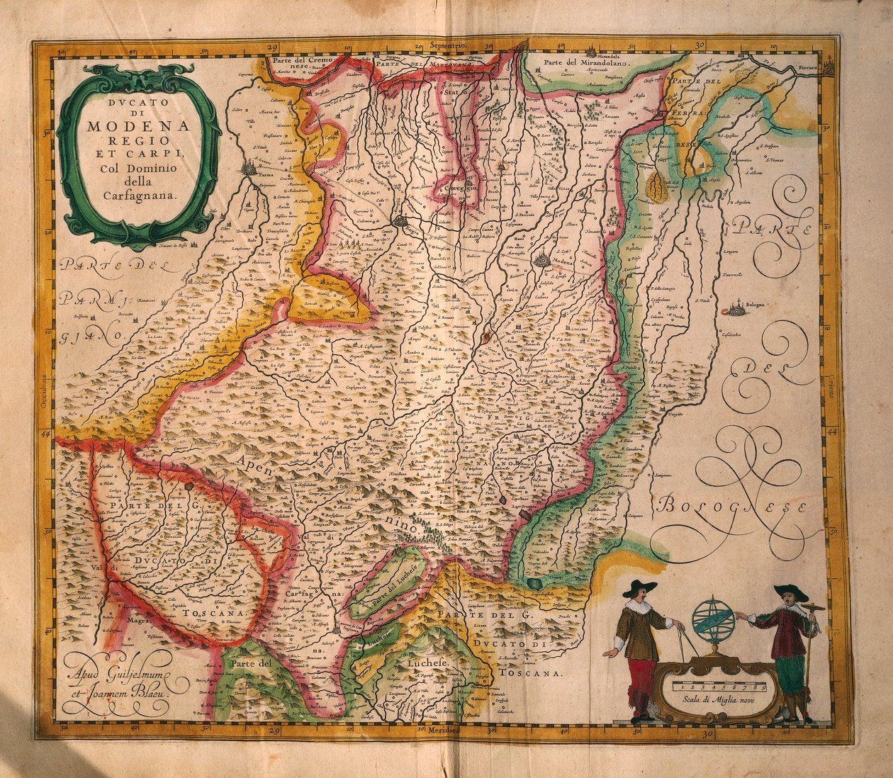Kaart van Modena uit Theatrum civitatum et admirandorum Italiae door Joan Blaeu