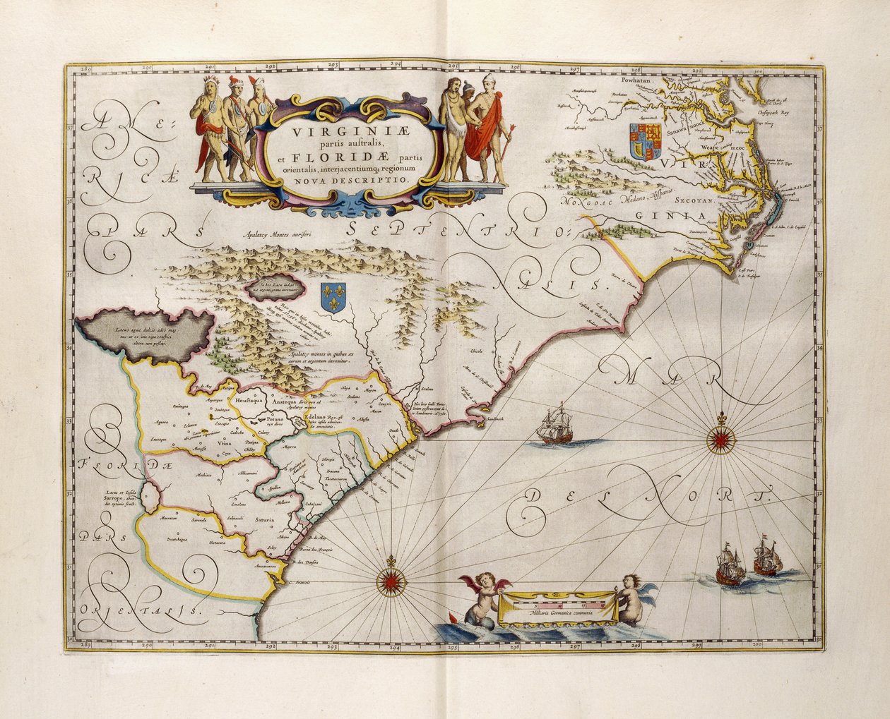 Kaart van Virginia en Florida, 1667 door Joan Blaeu