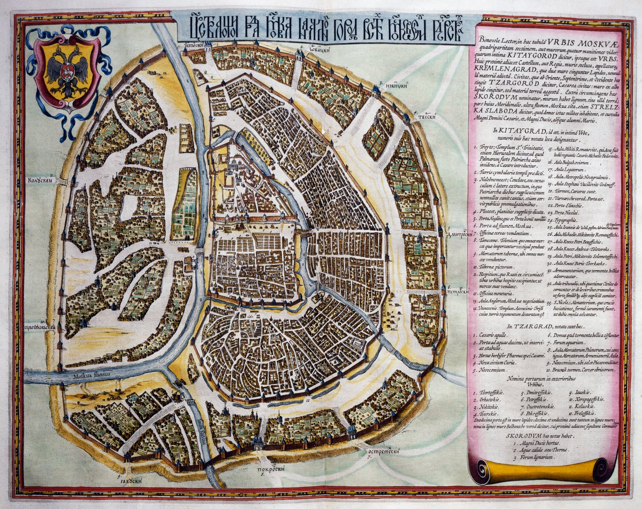 Moskou, tweede deel, titelpagina van Deel I, uit Atlas Maior, atlas in 11 delen, door Joan Blaeu (1596-1673) door Joan Blaeu