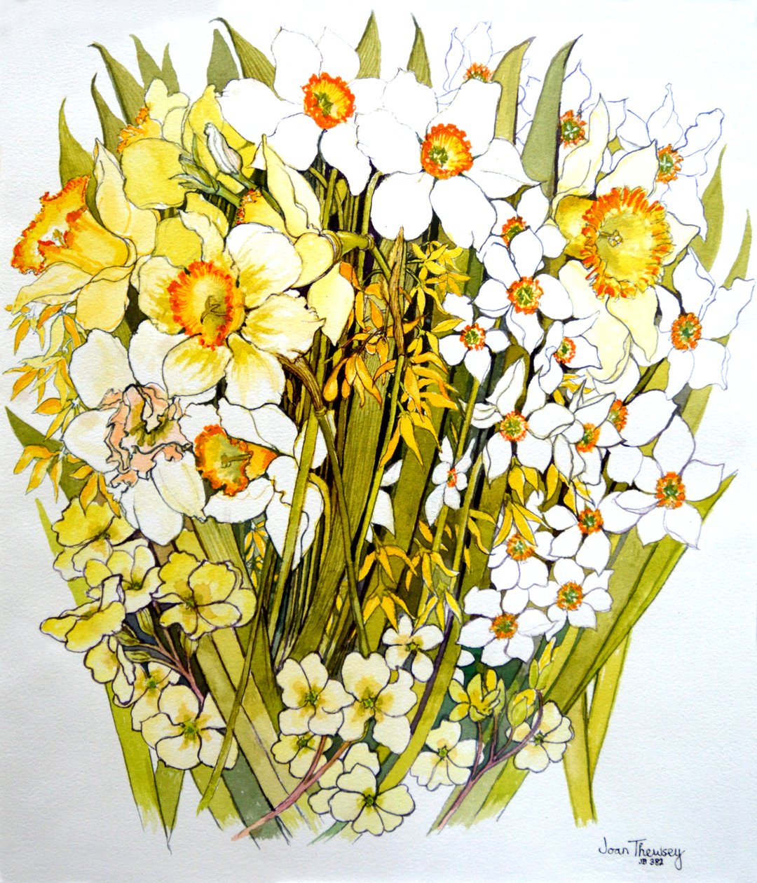 Narcissen, Narcissen, Forsythia en Sleutelbloemen door Joan Thewsey