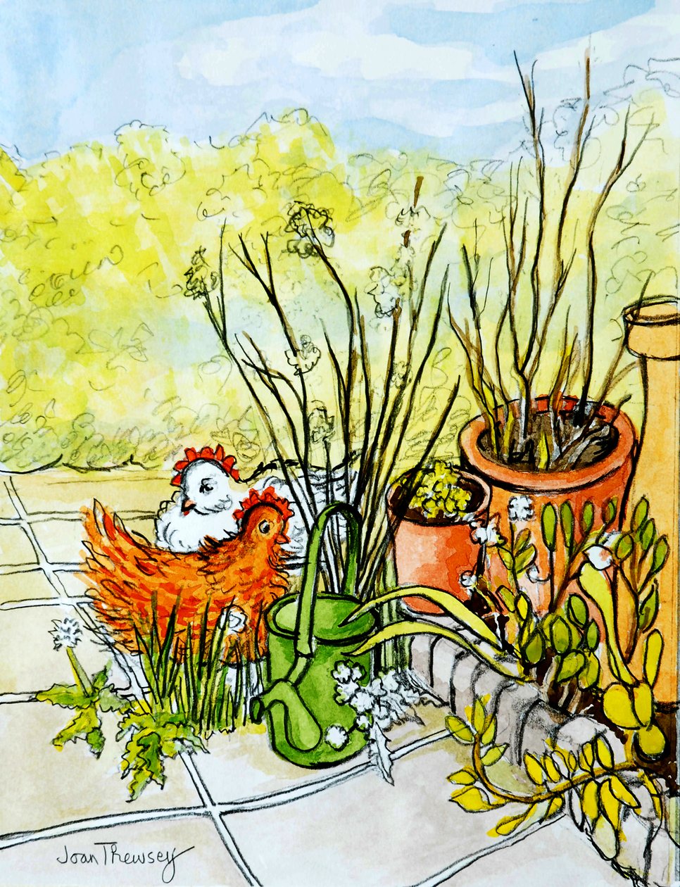 Kippen en Potten, Lucy Redman Open Tuin door Joan Thewsey