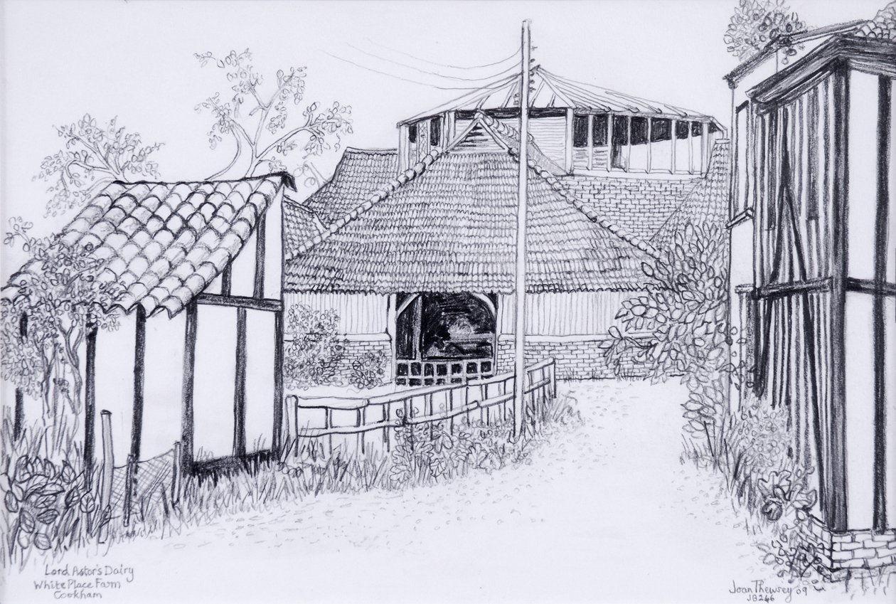 Lord Astors Melkveebedrijf, White Place Farm, Cookham door Joan Thewsey