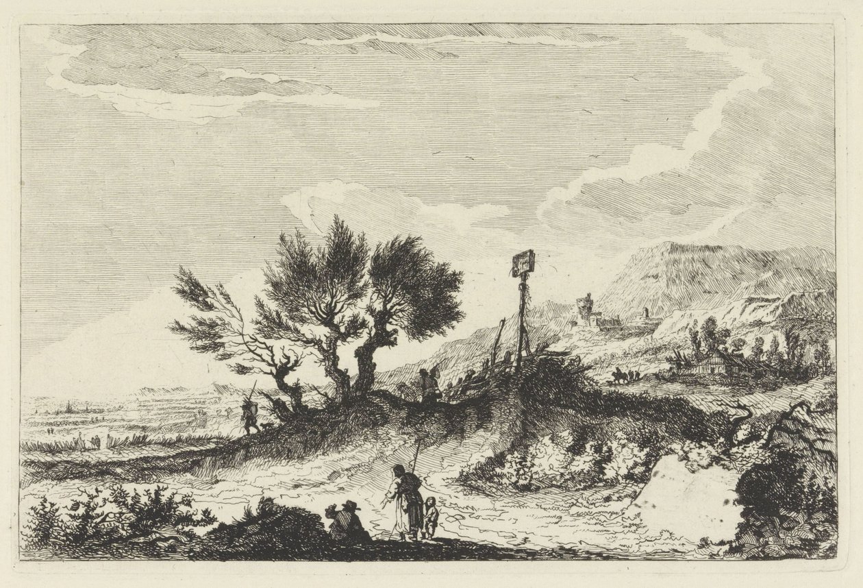 Bergachtig landschap met wandelaars door Joannes Bemme