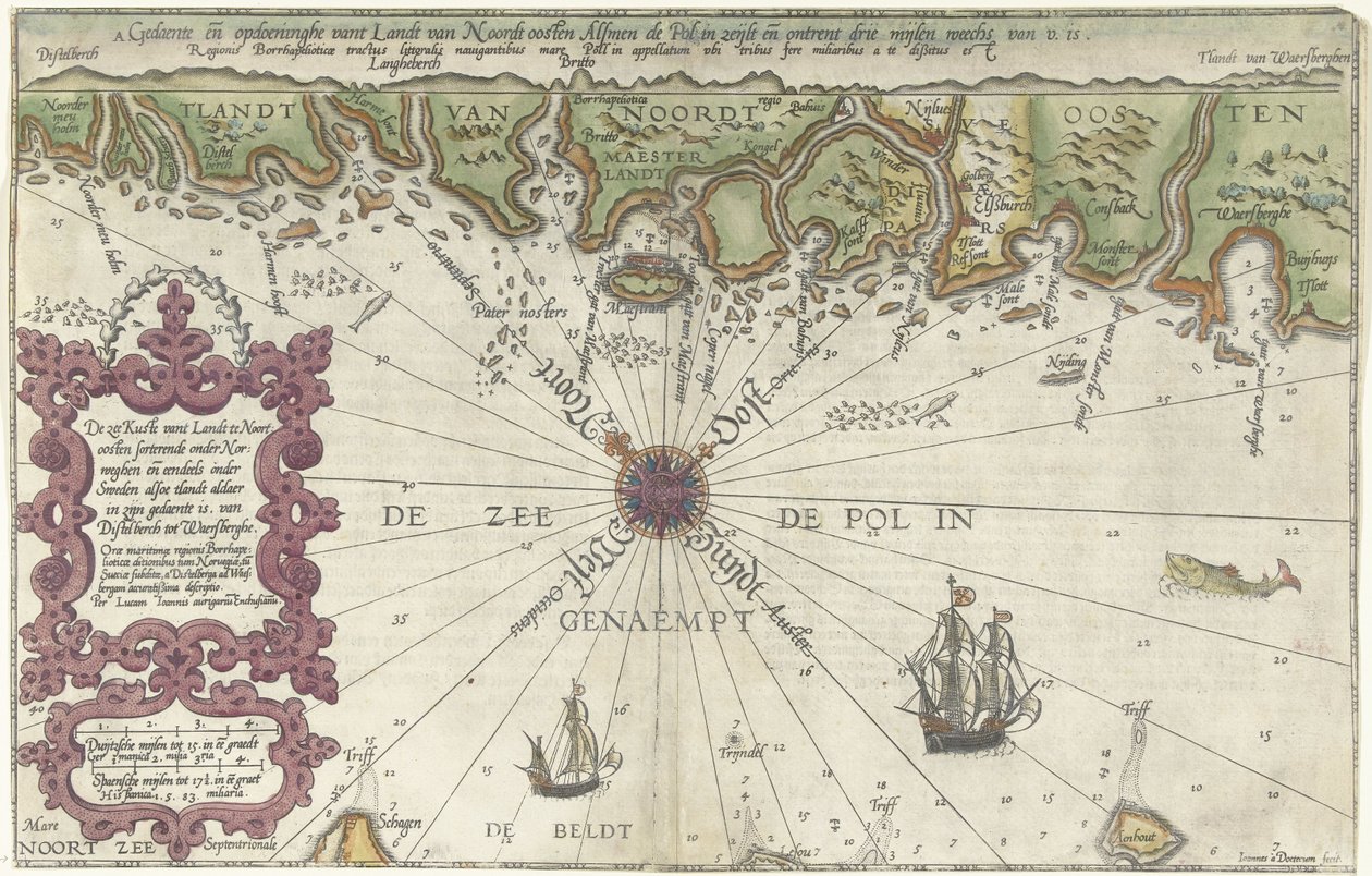 Kaart een deel van de kust van Noorwegen en Zweden door Joannes van Doetechum (I)