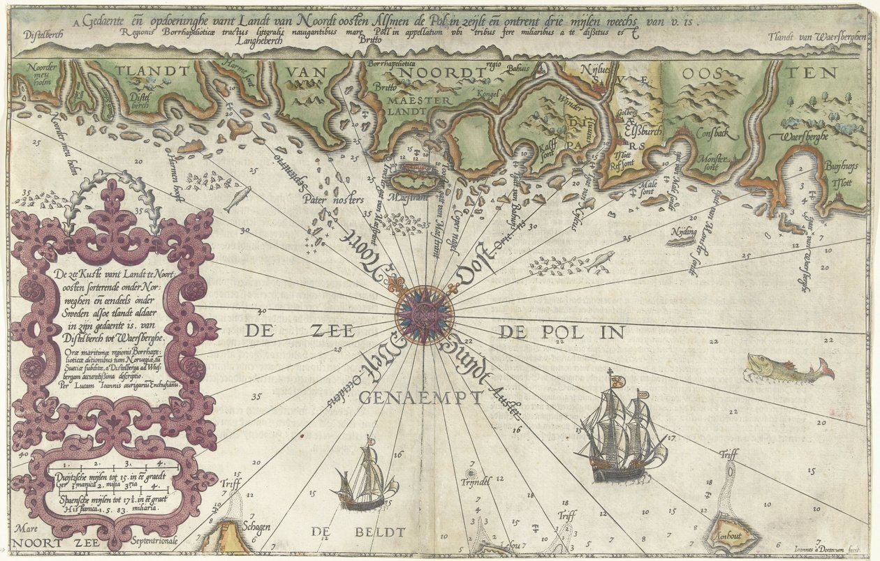 Kaart van een deel van de kust van Noorwegen en Zweden door Joannes van Doetecum