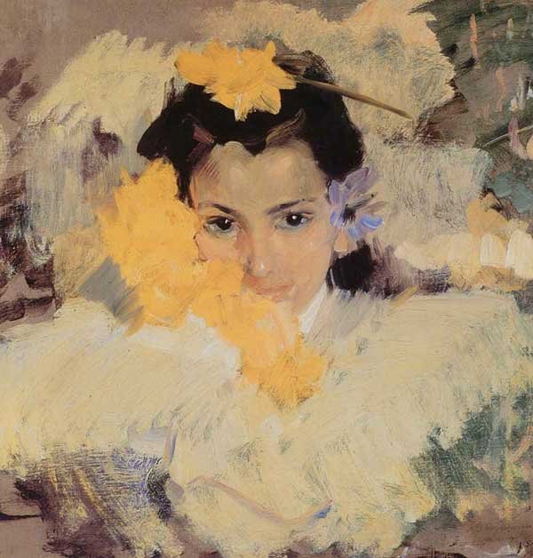Meisje met bloemen door Joaquín Sorolla