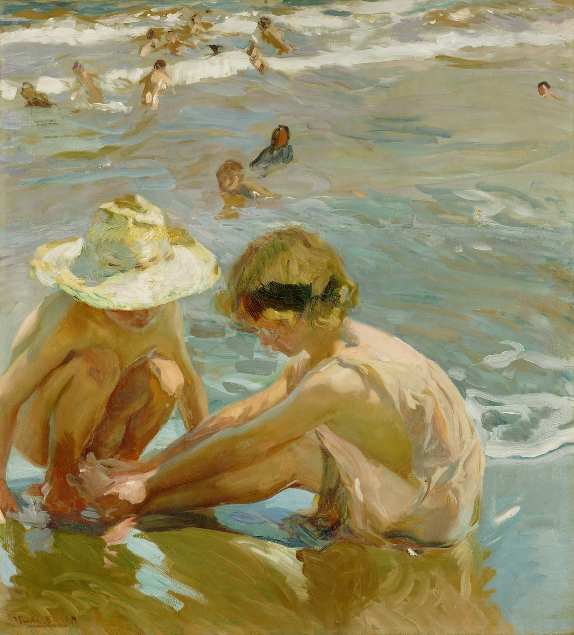 De gewonde voet, 1909 door Joaquín Sorolla