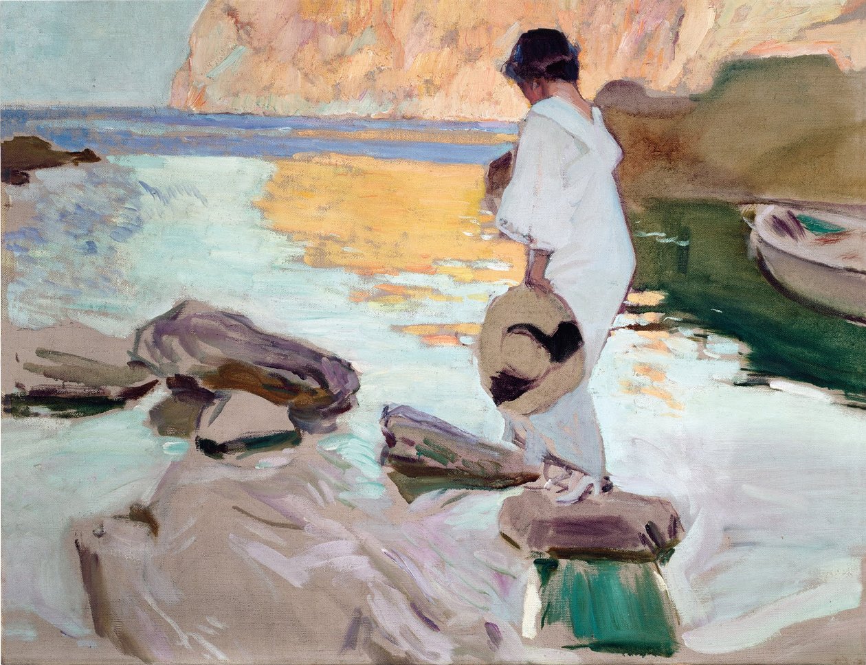 Elena bij Cala de San Vicente door Joaquín Sorolla