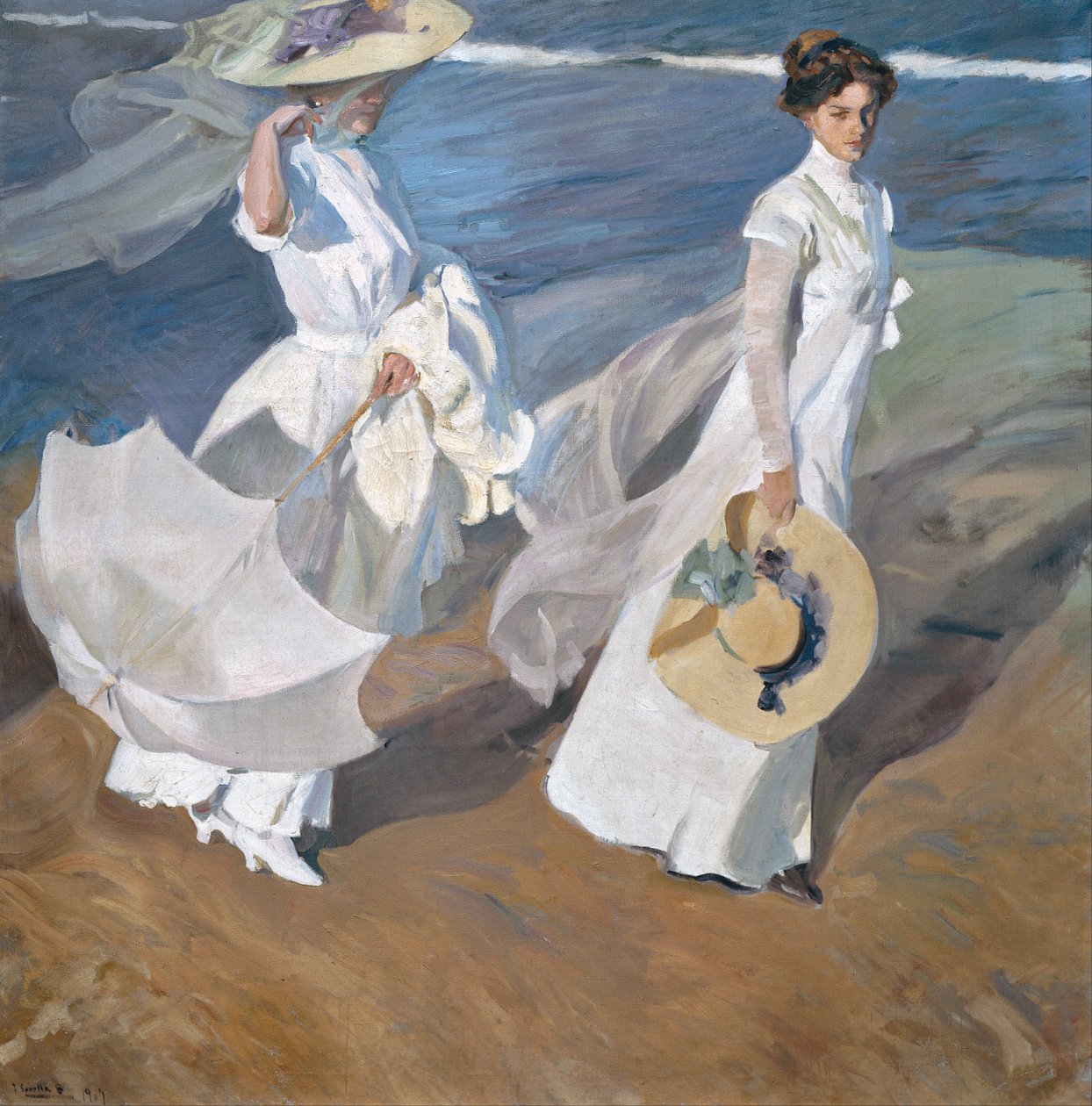 Wandeling langs de zeekust door Joaquín Sorolla
