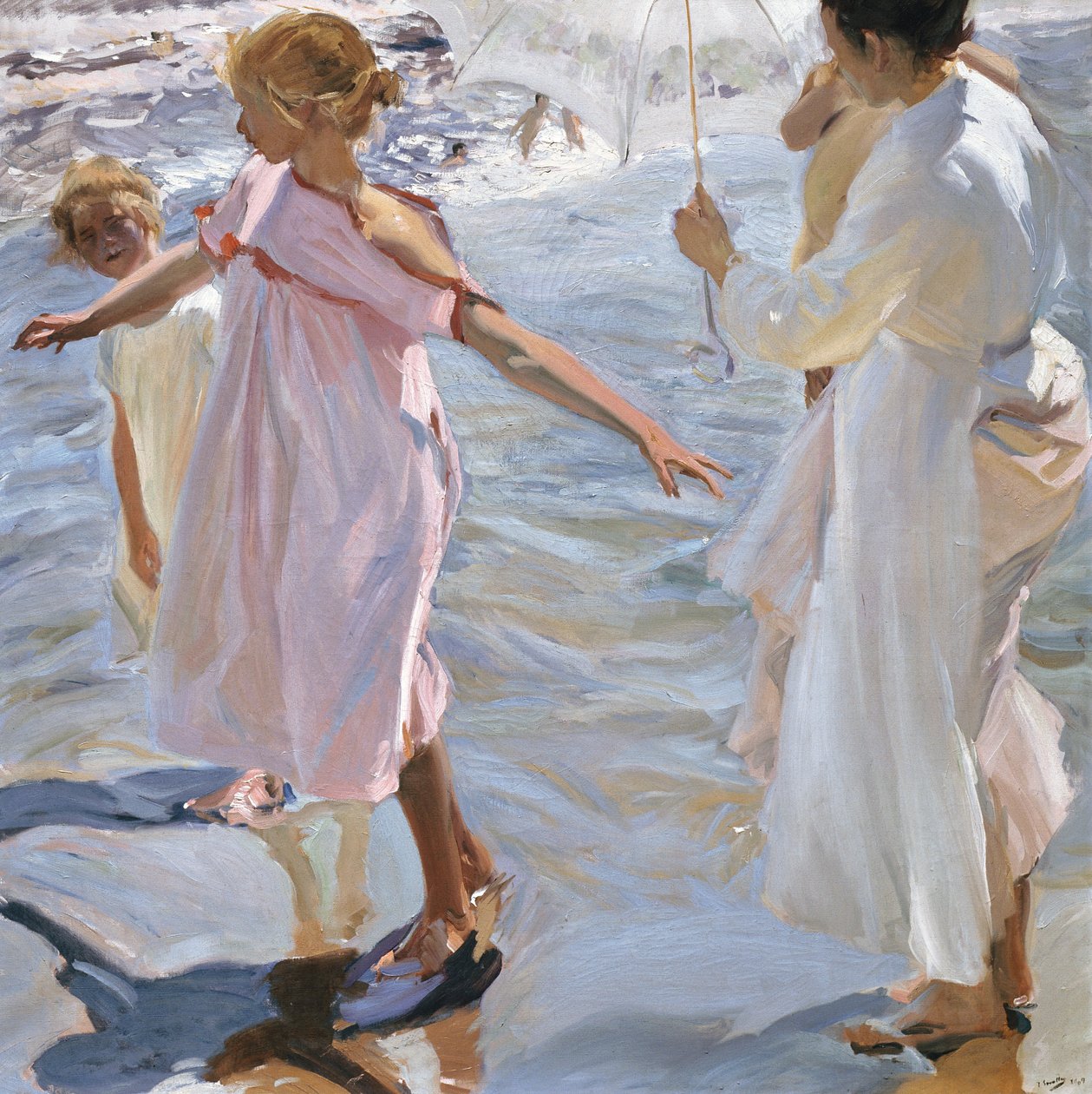Tijd voor een bad, Valencia door Joaquín Sorolla