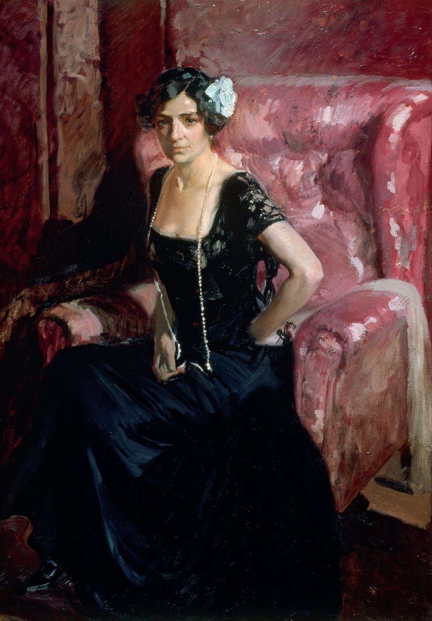 Clotilde in een avondjurk door Joaquín Sorolla