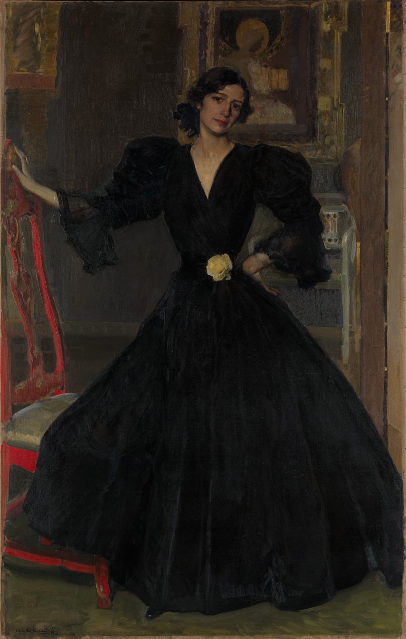 Señora de Sorolla in het zwart door Joaquín Sorolla