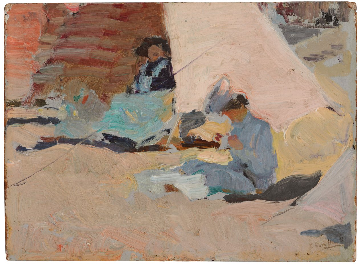 Het Strand, Biarritz door Joaquín Sorolla