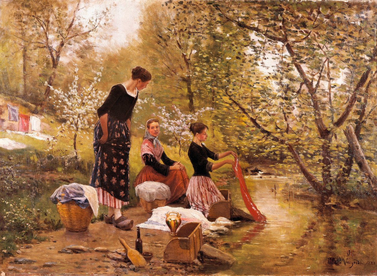 De Wasvrouwen (1883) door Joaquin Vayreda