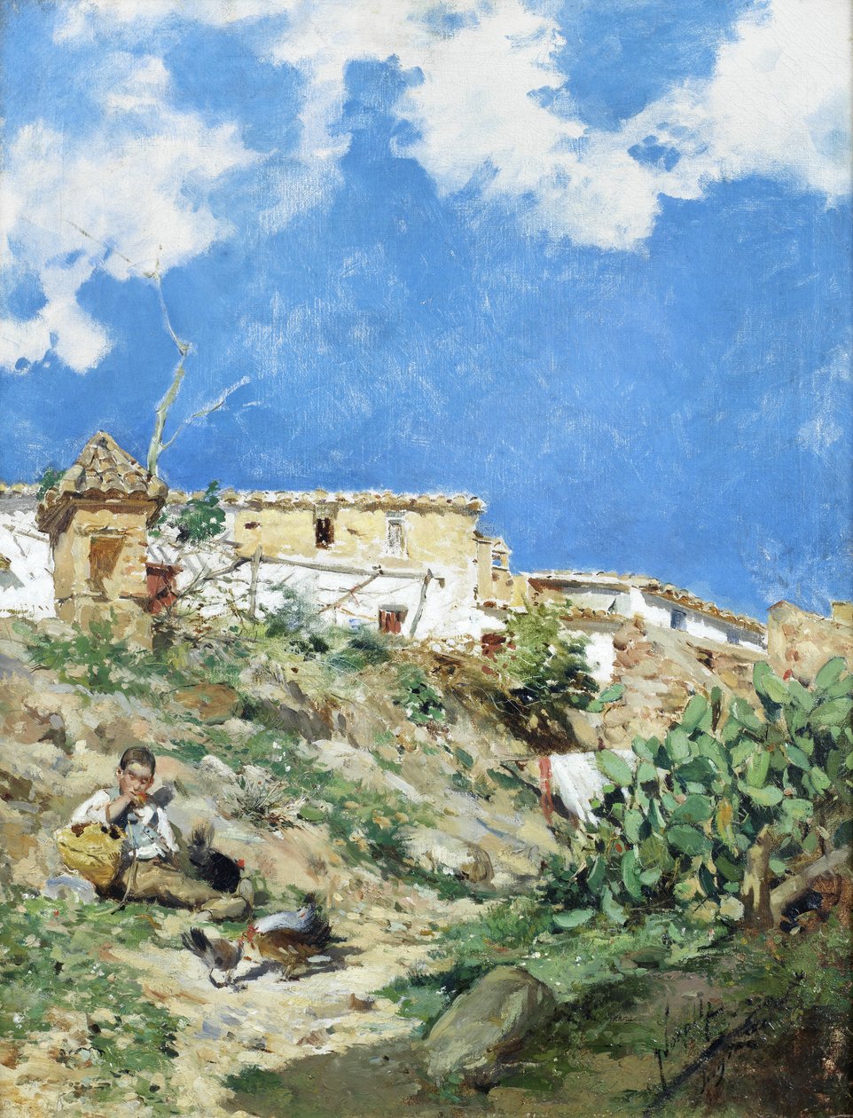 Een Landschap met Figuur in Sagunto, Valencia door Joaquín Sorolla