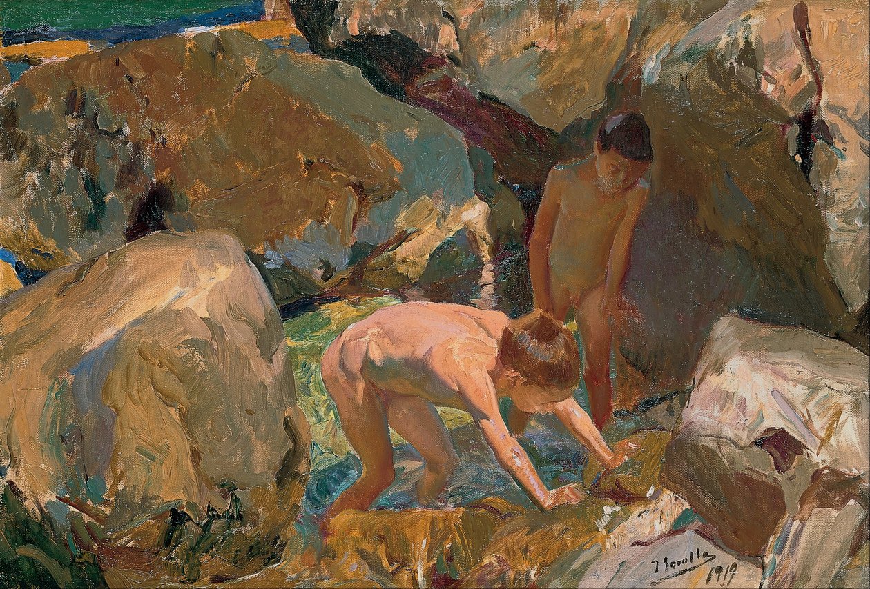 Kinderen op zoek naar Schelpen door Joaquín Sorolla