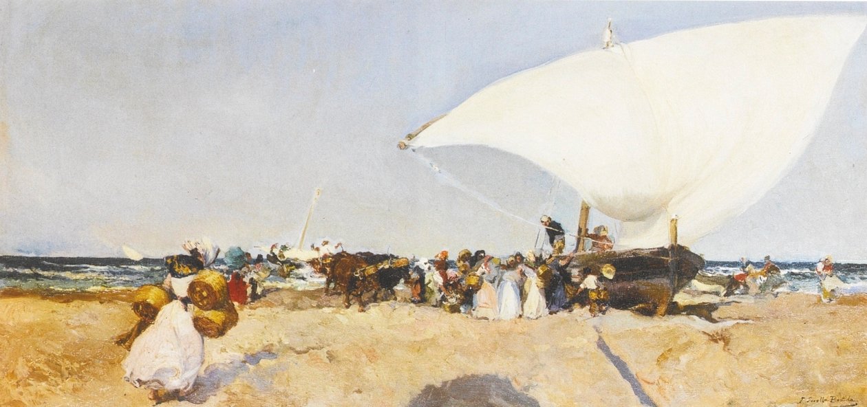 De aankomst van de visvangst door Joaquín Sorolla
