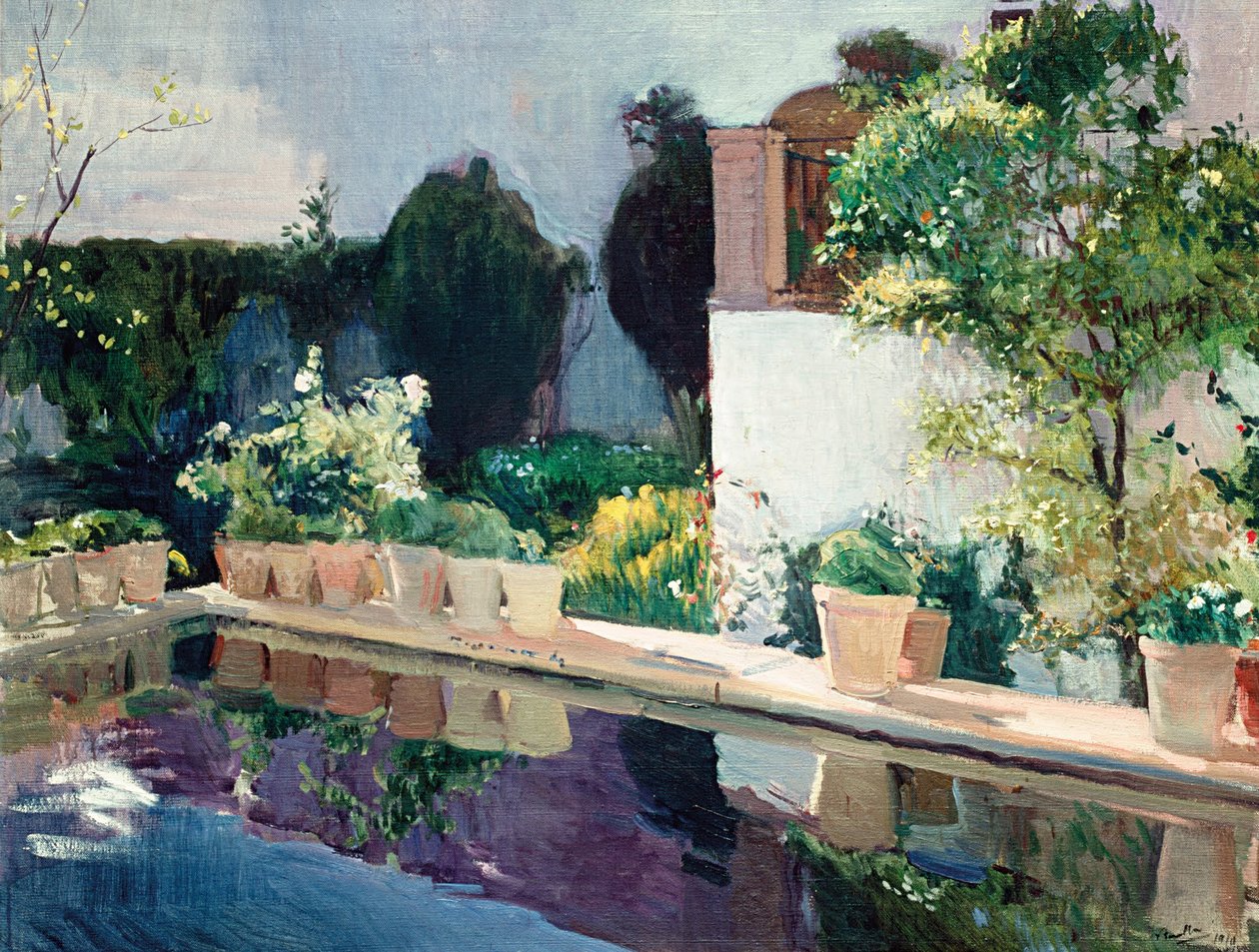 Paleis van de vijver, Koninklijke tuinen in Sevilla door Joaquín Sorolla