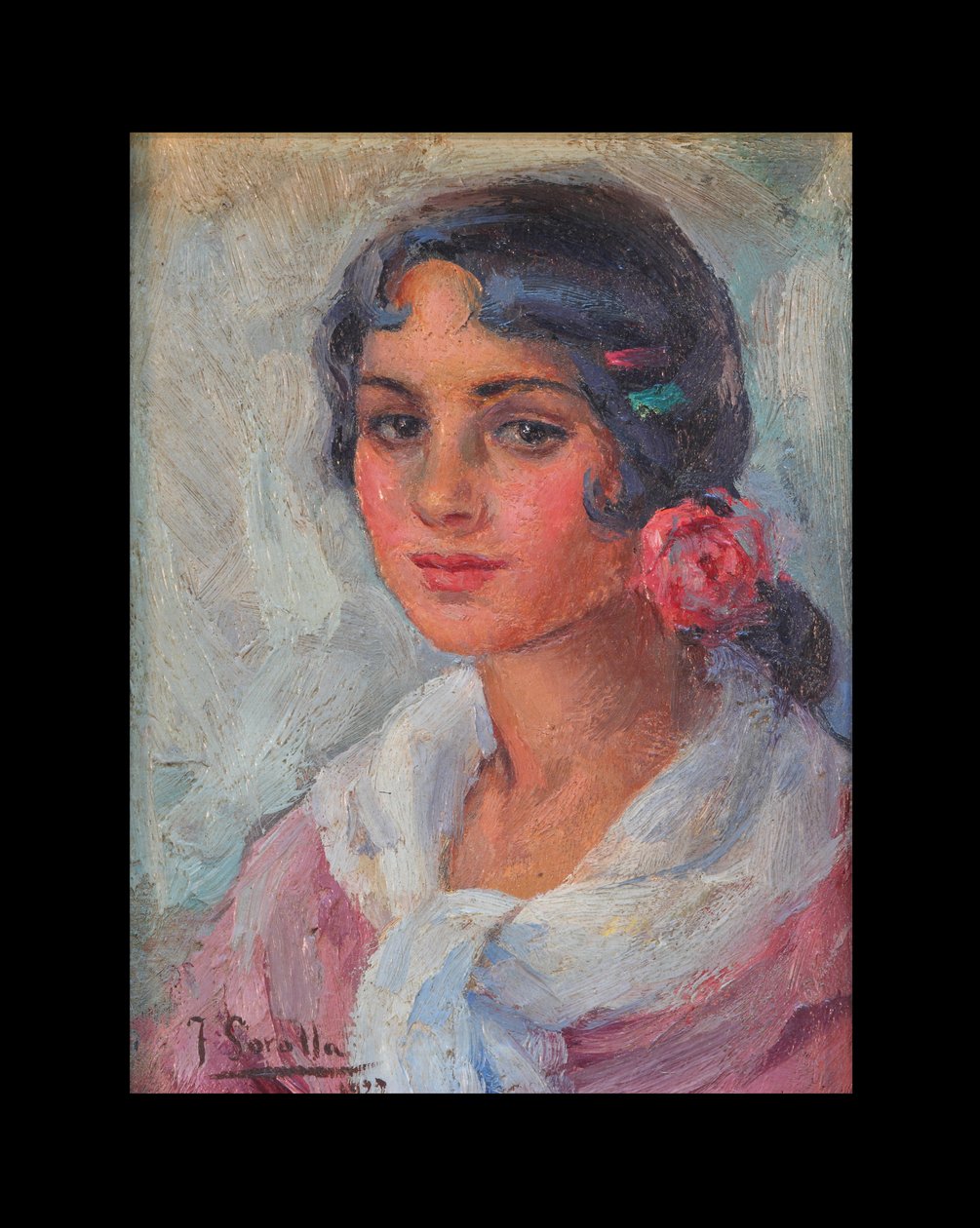 Portret van een Vrouw door Joaquín Sorolla