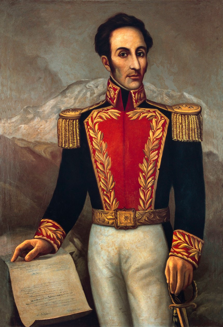 Simon Jose Antonio Bolivar (1783-1830), generaal en staatsman van Zuid-Amerika door Joaquín Pinto