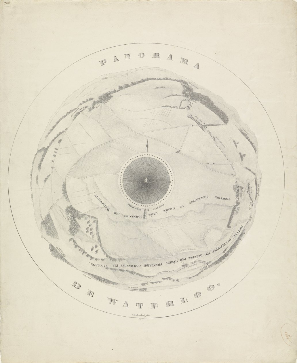 Panorama van het terrein van het slagveld van Waterloo, 1815 door Jobard frères