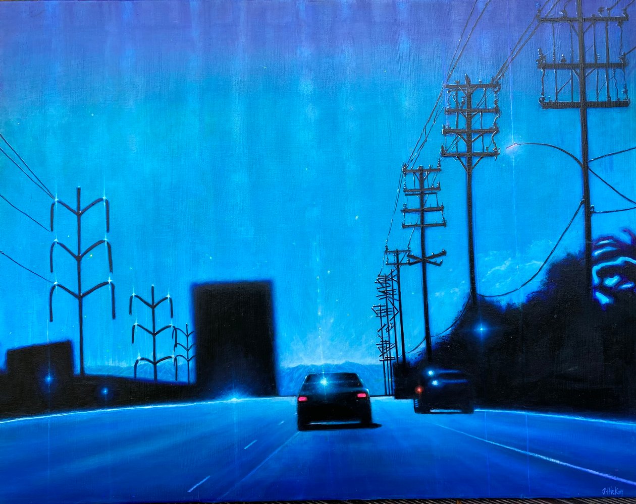 Ventura Highway ca 2020 (acryl op paneel) door Joby Hickey