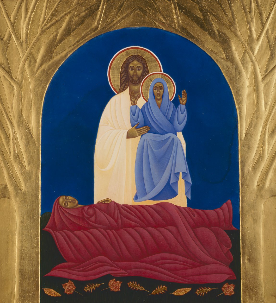 Dormition, 2006 (eitempera en 24k goud op hout) door Jodi Simmons