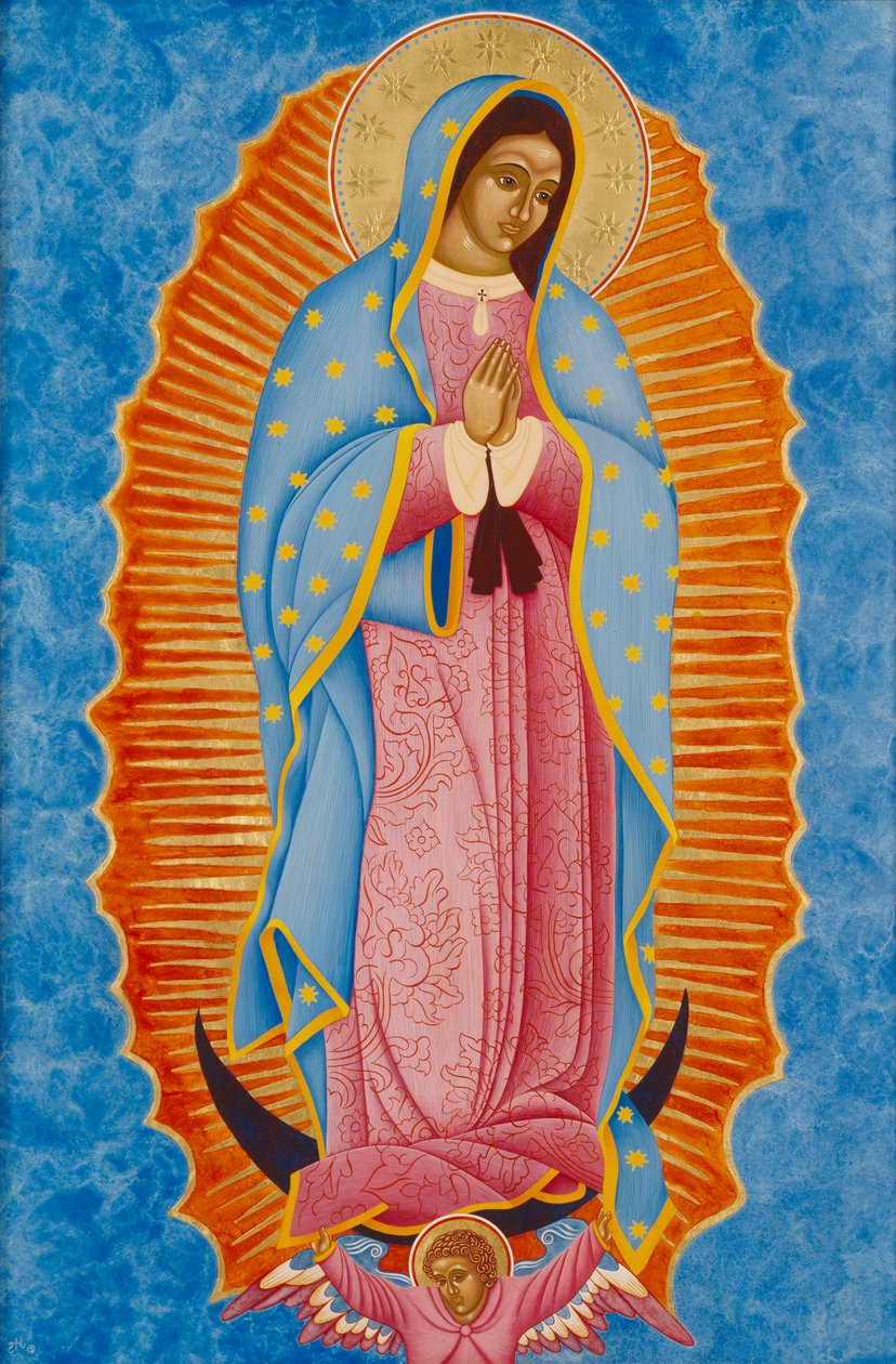 Guadalupe, 2005 (eitempera en 24k goud op hout) door Jodi Simmons