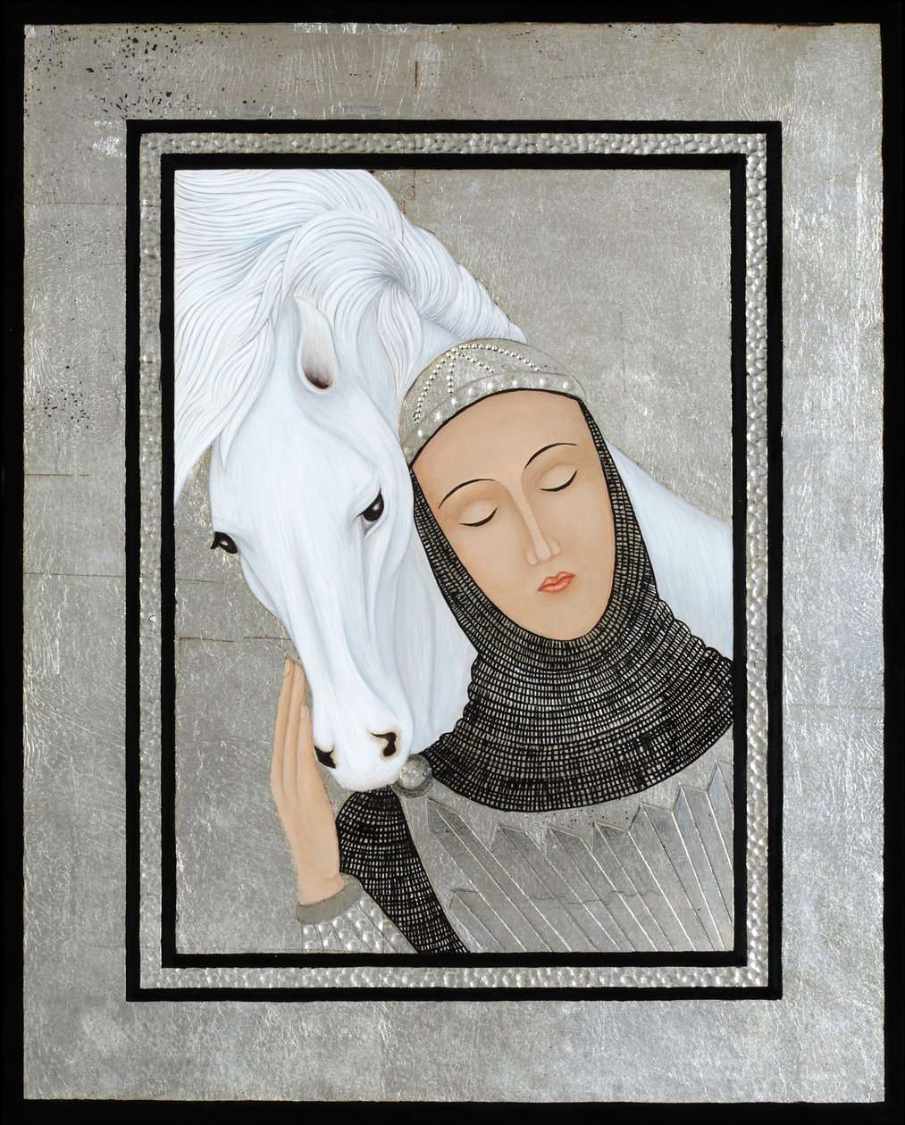 Joan Gathers Strength, 2017 (eitempera en sterling zilver op hout) door Jodi Simmons